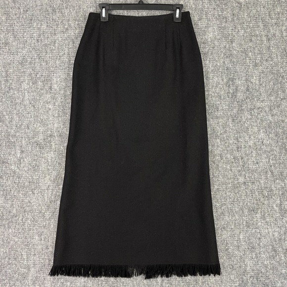 Harve Benard Dresses & Skirts - Harve Benard Skirt 8 Wool‎ Fringe Midi Office  Minimalist Parisian Quiet Luxury